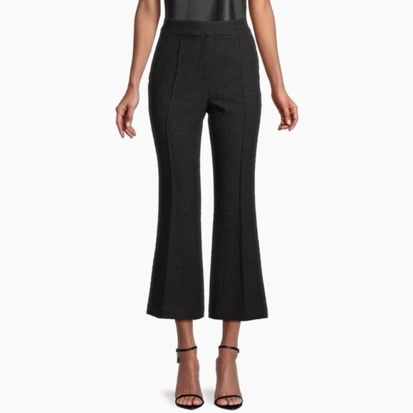 NWT Milly Black Bouclé Flared Cropped Ankle Dress Pants Size 8 - Picture 1 of 12
